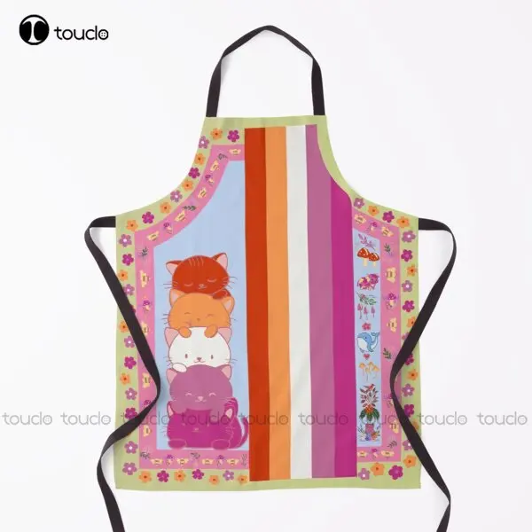 

Lesbian Pride Kitties Apron Aprons For Women Men Unisex Adult Garden Kitchen Household Cleaning Custom Apron New Custom Apron