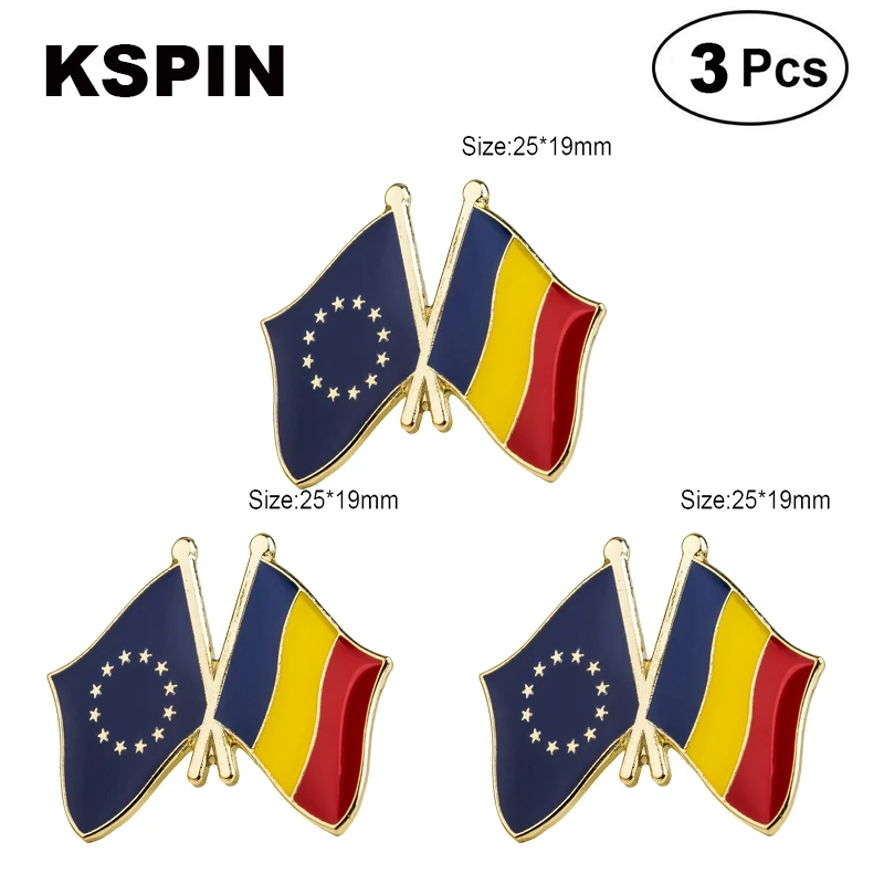 

EU & Romania Frendship Lapel Pin Brooches Pins Flag badge Brooch Badges