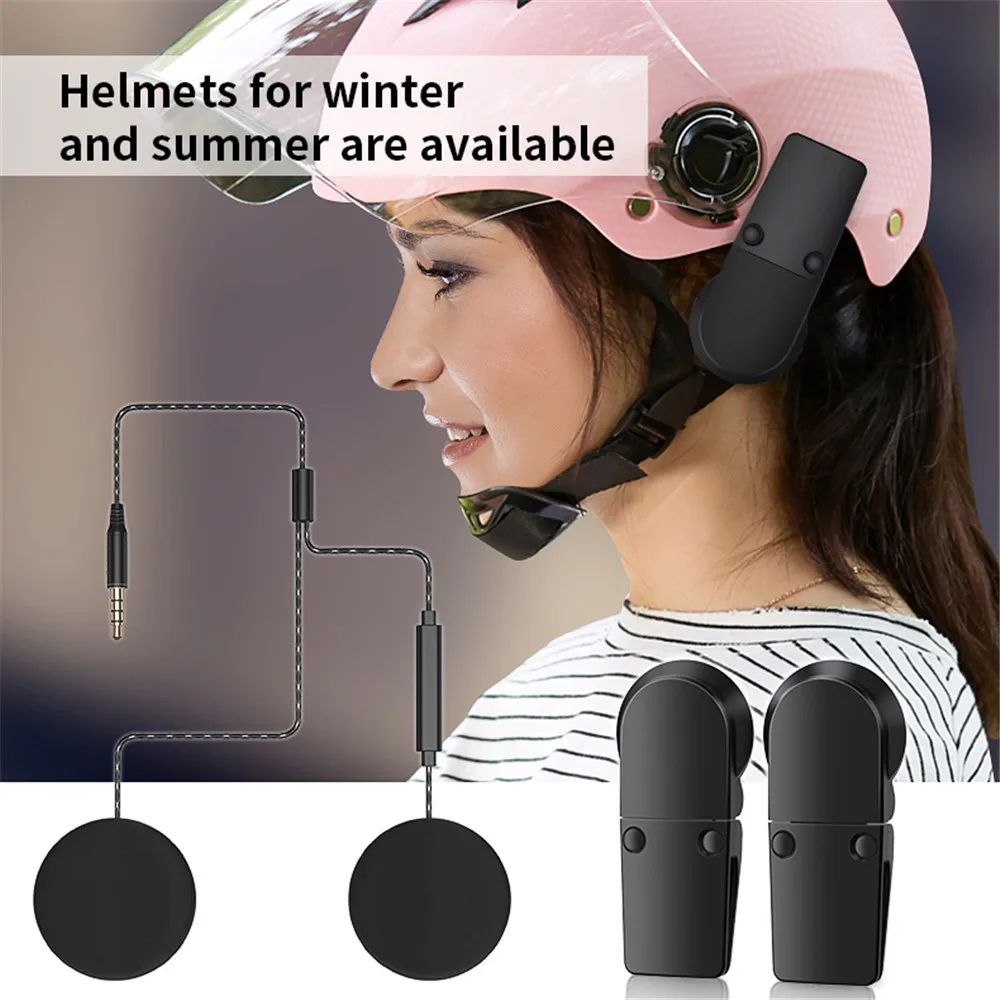 

Motorcycle Helmet Headset 3.5mm Stereo Plug Earphone Dual Speakers Braided Wired Earbud Flat Headband Headphone with clip
