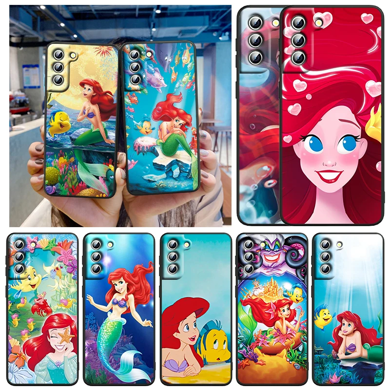 

Mermaid Disney Princess For Samsung Galaxy S22 S21 S20 FE Ultra Pro Lite S10 5G S10E S9 S8 Plus Black Soft Funda Capa Phone Case
