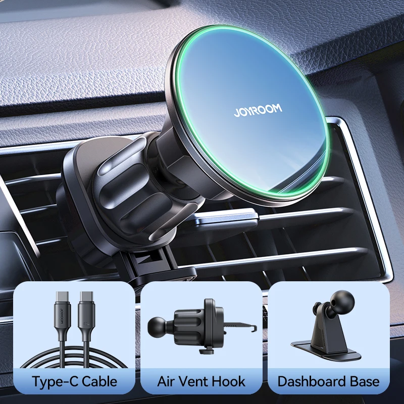 Joyroom Qi2 Магнитный автомобильный держатель для телефона 15 Вт Беспроводная зарядка Автомобильное зарядное устройство для телефона для вентиляционного отверстия/приборной панели для iPhone 16-12