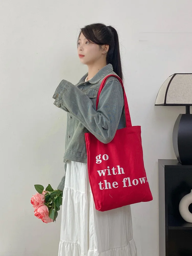  Дизайнерская модная холщовая сумка-тоут 2024 красная новая универсальная сумка на