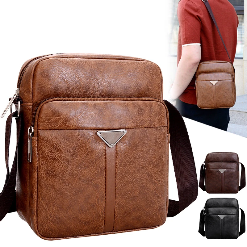 

Crossbody Bag Large Luxury Fashion Business Brand Bag Vintage Men Leather Male Capacity Bag Casual Messenger Shoulder Handbag