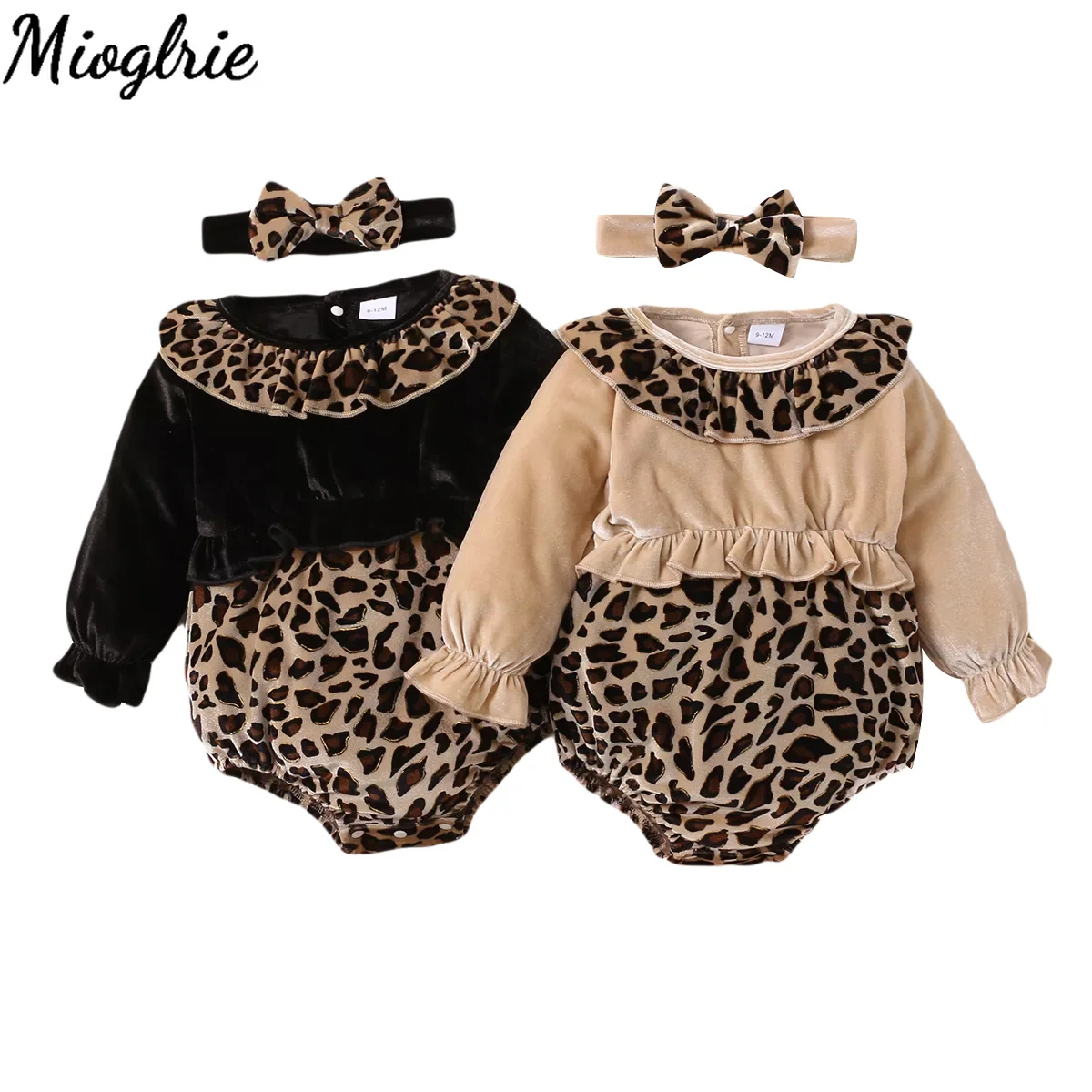 

Leopard Baby Bodysuit 2Piece Long Sleeve Spring Baby Clothes Newborn 0 3 Crew Neck Baby Girl Clothes for New Born
