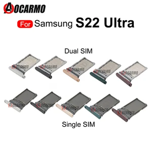 Imported For Samsung Galaxy S22 Ultra Sim Tray Single Dual SIM Card Slot Holder Replacement Parts