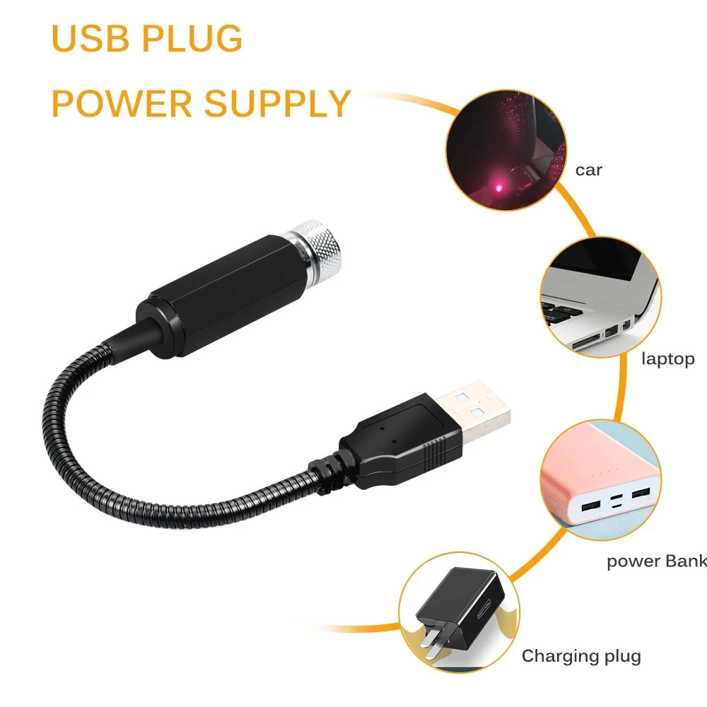 Yijinsky светодиодный автомобильный светильник на крышу Звездный Ночной с USB лазер