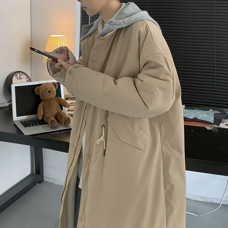 Winter Thick Long Coat Men Warm Fashion Oversize Hooded Coat Men Korean Loose Thicken Lamb Fur Jacket Mens Overcoat M-2XL