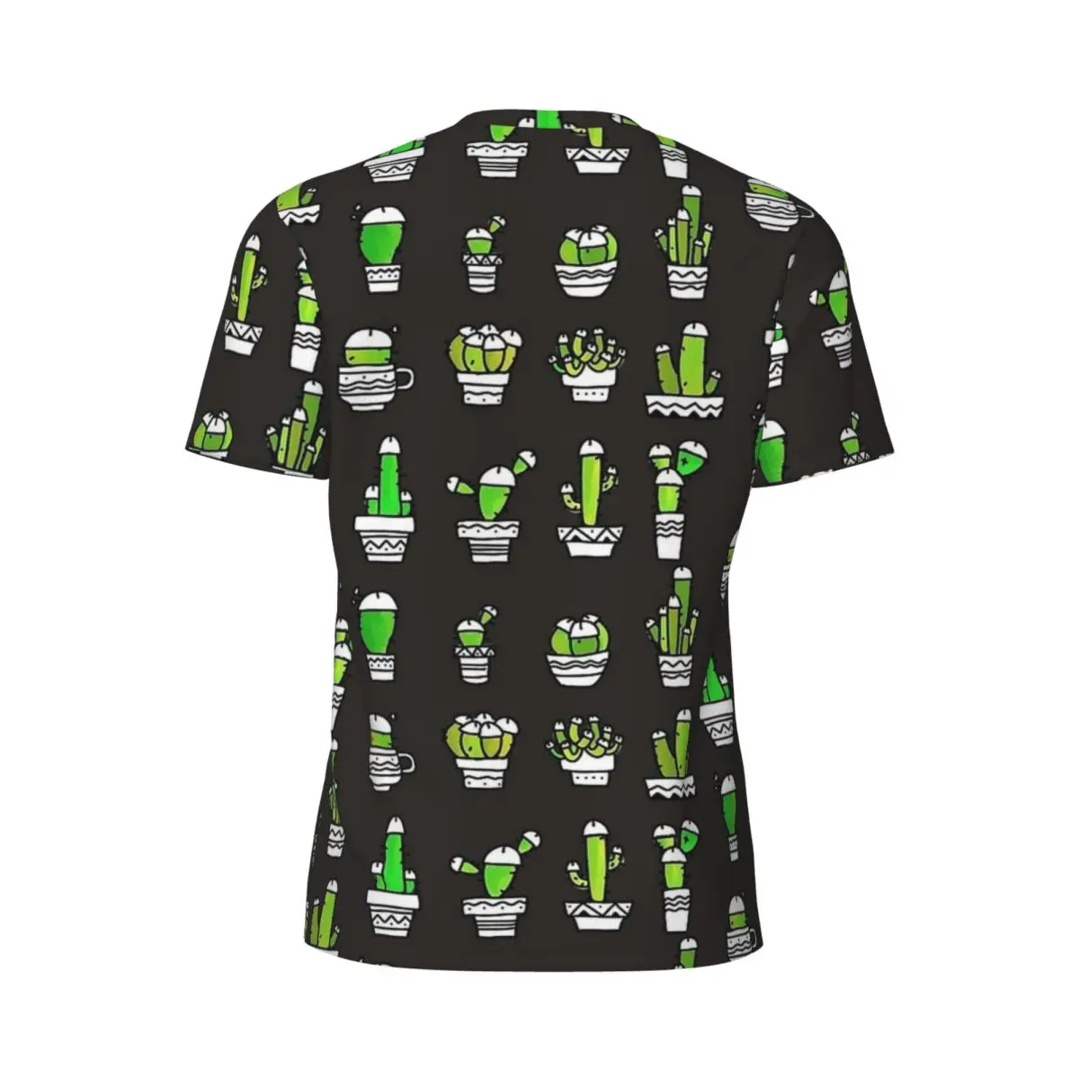 Фото Мужская трендовая футболка COCK PLANTS CACTUS GREEN WATERCOLOR GRAY в стиле Y2K, ретро, летняя, с коротким рукавом, с графическим принтом №4