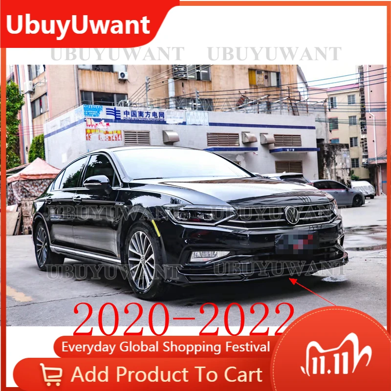 

Для Volkswagen Passat B8 2020 2021 2022 автомобильный передний бампер губа черный сплиттер диффузор губы кузов комплект спойлер на бампер