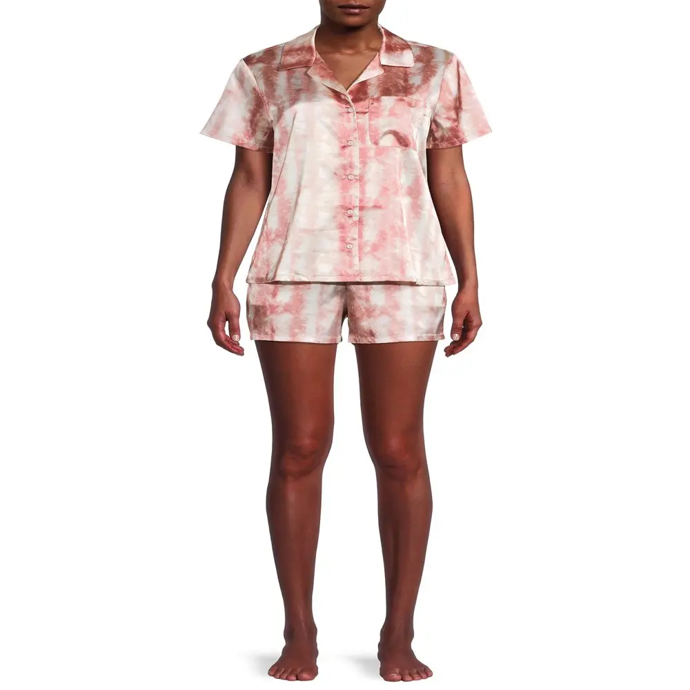 

HMCN женский Атласный топ с вырезом и шорты, комплект одежды для сна, 2 предмета