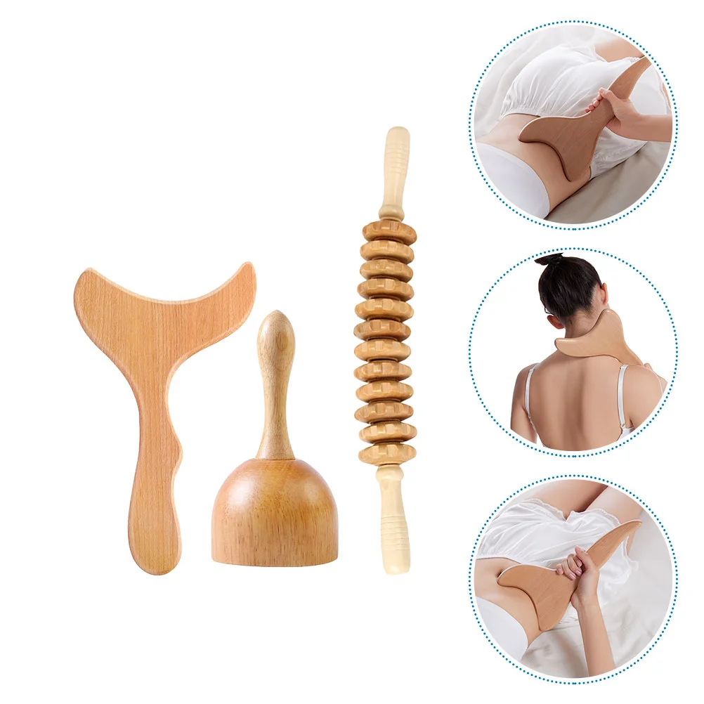 

Massage Stick Body Tool Wooden Roller Compact Board Home Massager Manual Neck Muscle Scraper Back Head Sculpting