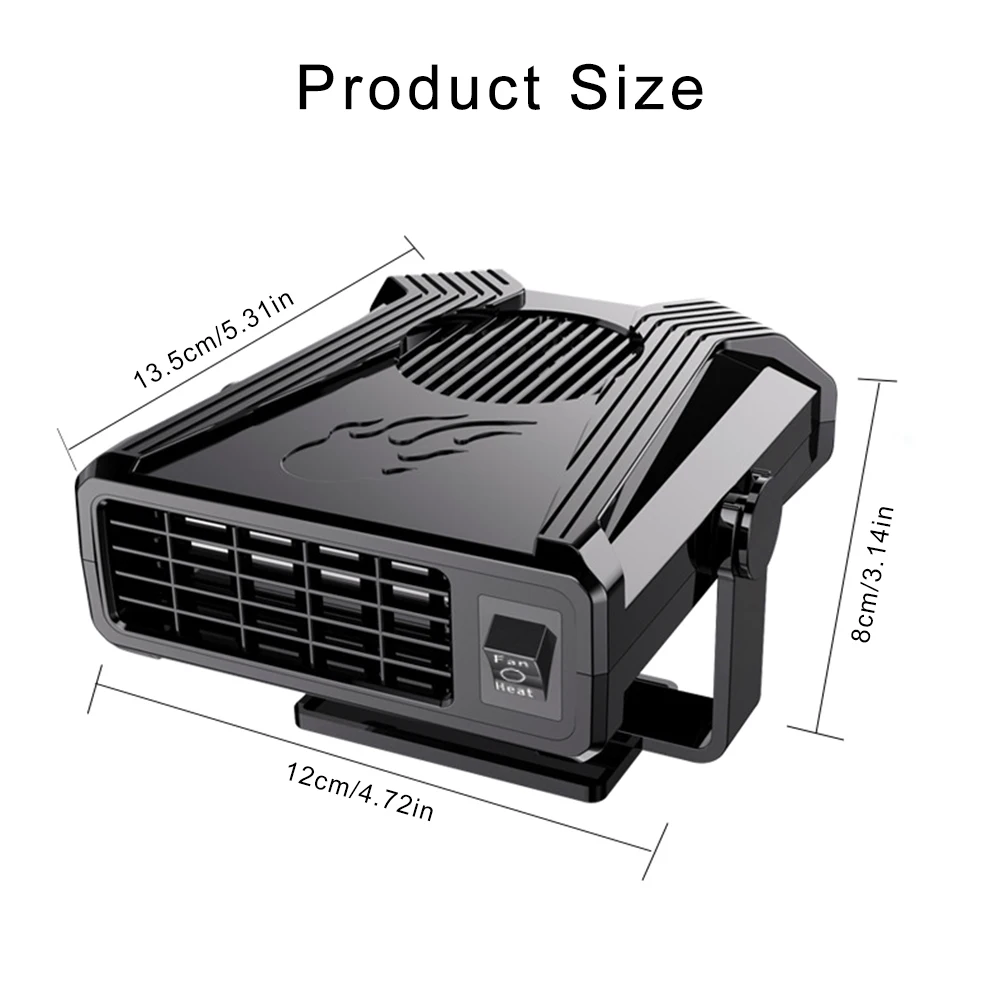 Автомобильный обогреватель 12V 24V 2 в 1 портативный вентилятор 120W нагрева и охлаждения с регулировкой 360 градусов для размораживания и обеззараживания зимой.