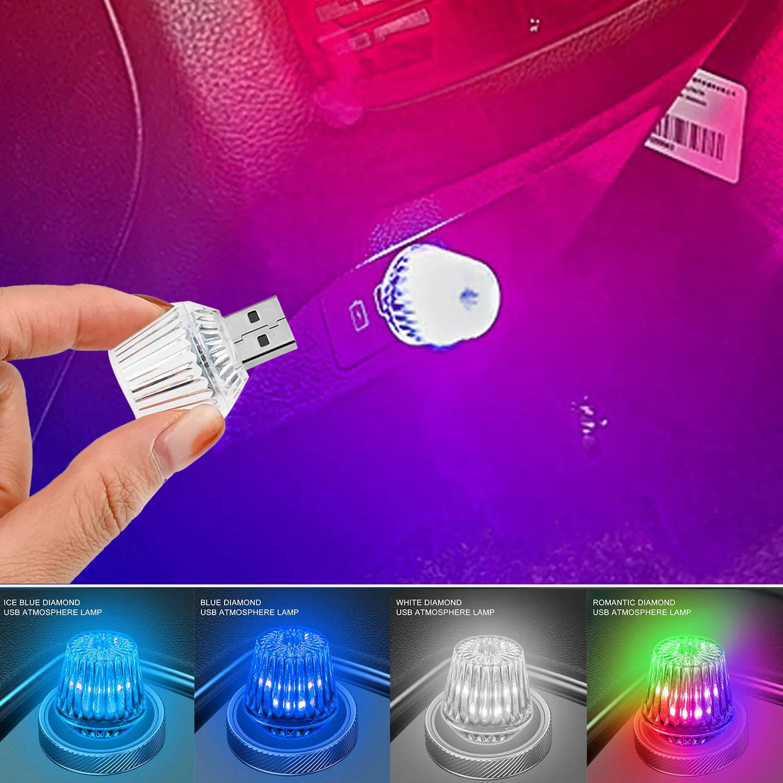 

Mini USB LED Car Ambient Light Colorful Flash Auto Interior Atmosphere Lamp Plug and Play Romantic Decoration Reading Light