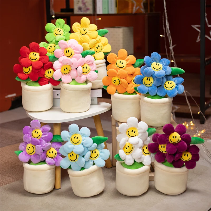 

35cm New Lifelike Sunflower Potted Ornament Plush Toys Stuffed Plants Dolls Bookshelf Decor Toys For Kids Gifts