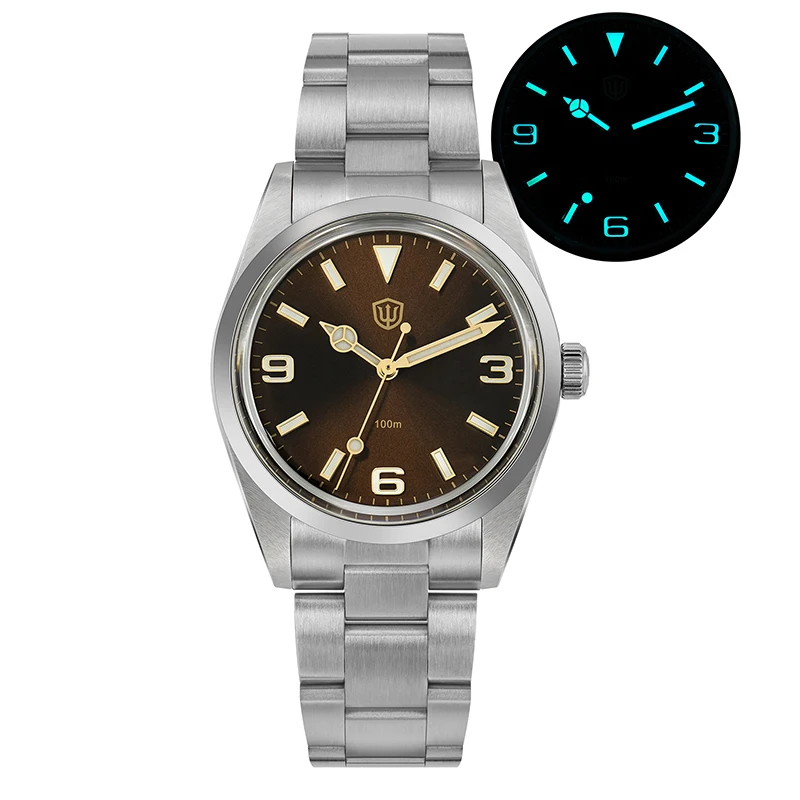 Фото Часы Watchdives WD1016 V2 VH31 Кварцевый механизм 100 м Водонепроницаемый тонкий корпус из нержавеющей стали BGW9 Светящиеся винтажные часы 37 мм №4