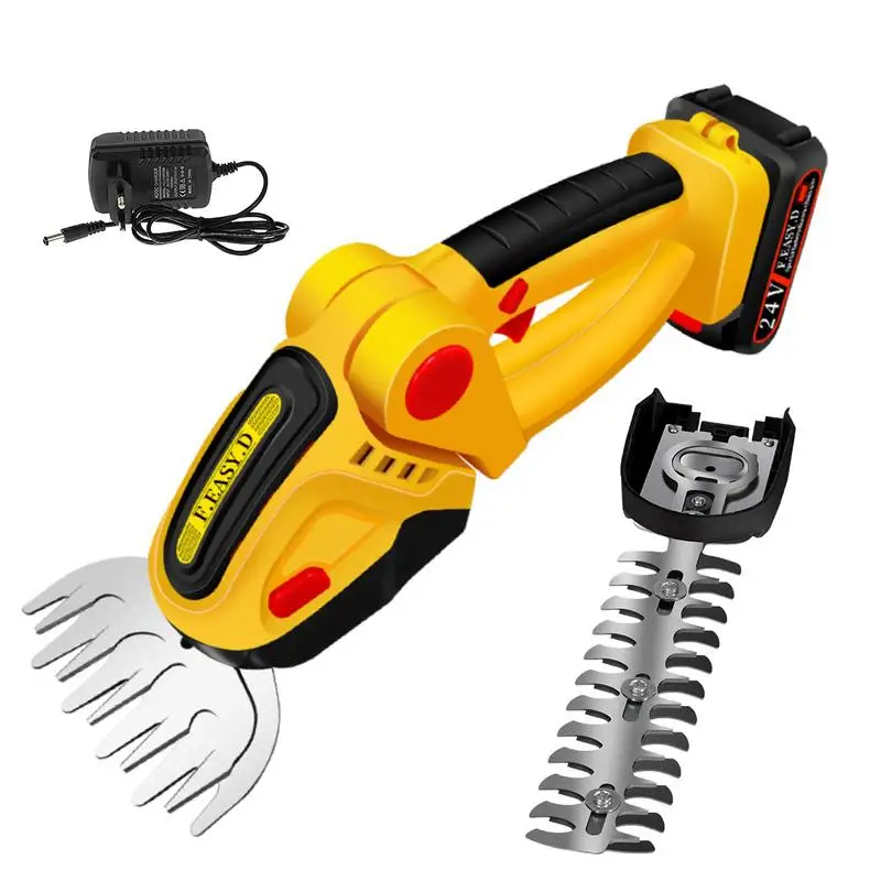 Hedge Trimmer Handheld Hedge Trimmer 2-in-1 Electric Hand Held Grass Shear Grass Cutter 24V Hedge Shears 2-in-1 Electric Hand