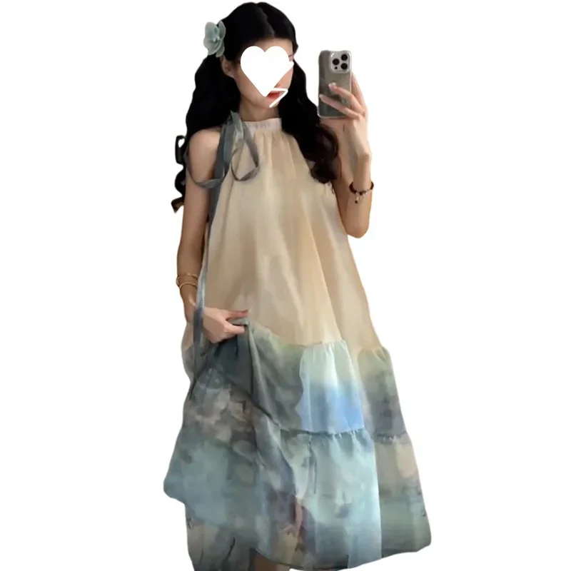 Женское длинное пляжное платье с вырезом Tankhalter лето 2023 новое без рукавов в