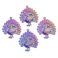 4pcslot peacock opening screen feathers wings bird animal charms pendants for jewelry handmade making craft spplies wholesale