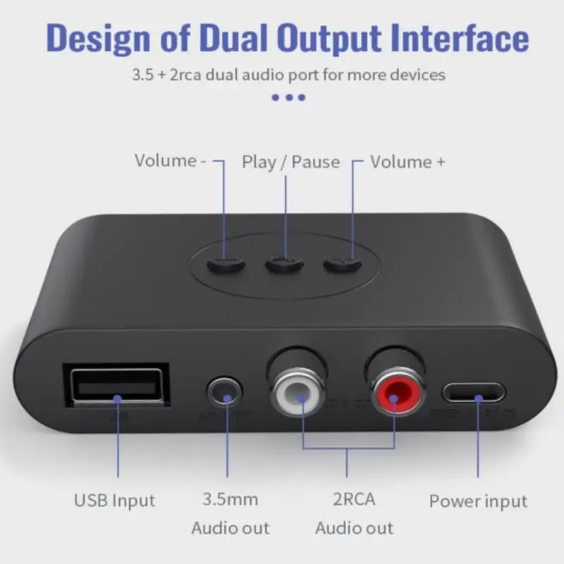

Bluetooth 5.0 Audio Receiver Transmitter Wireless 3.5mm AUX NFC to 2 RCA Audio Adapter For Car Kit Speaker Amplifier