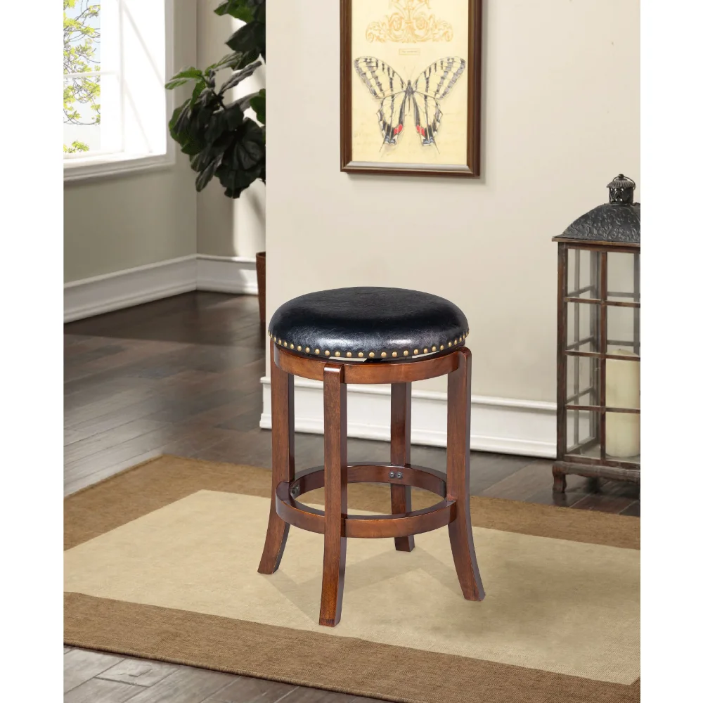 

24in. Backless Swivel Wood Counter Stool, Cappuccino Finish