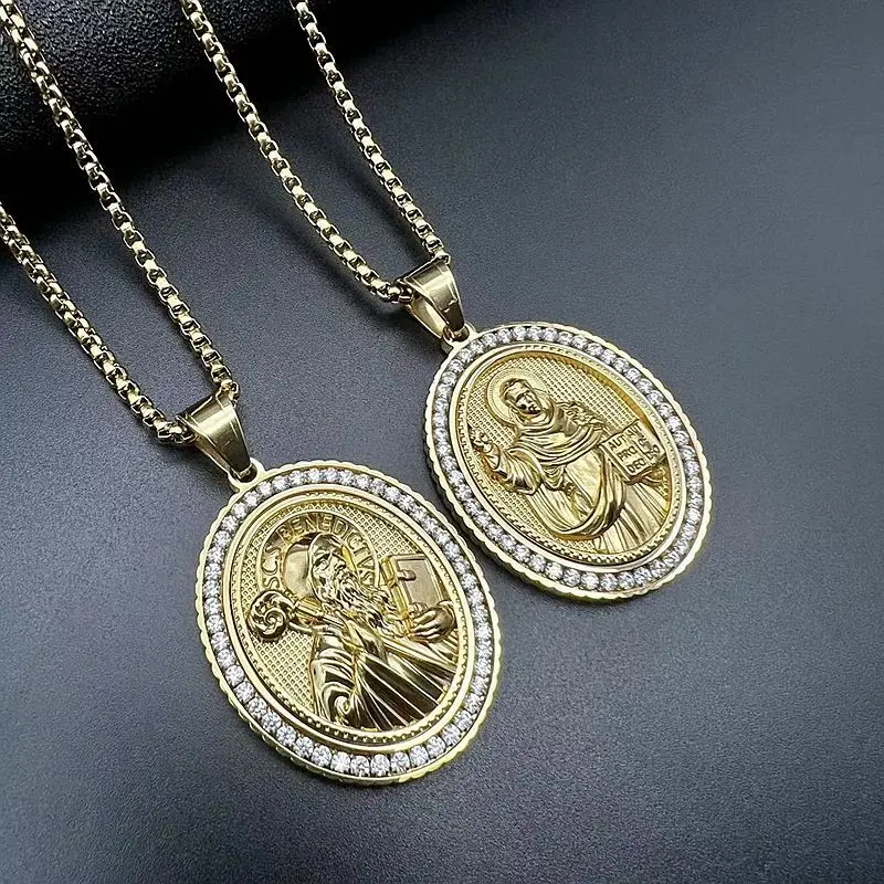 

Stainless Steel - Jesus Saints - Religious Hip Hop Pendant Necklace