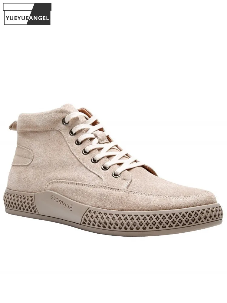 

Мужские высокие ботинки, однотонные повседневные кроссовки на плоской платформе со шнуровкой, мужские весенне-осенние ботинки для прогуло...