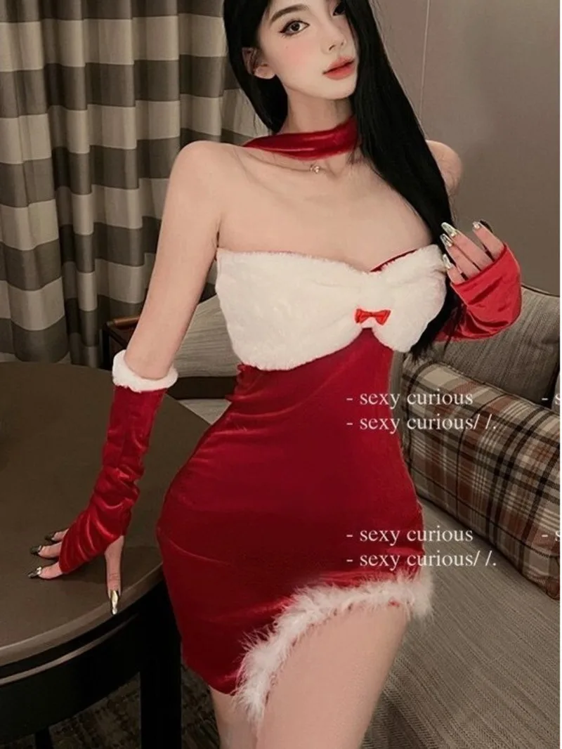 Новый рождественский наряд для женщин облегающее платье похудения девочек