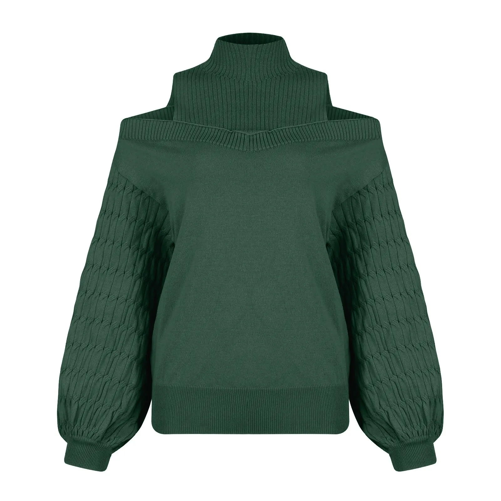 Женская осенне-зимняя модная водолазка с открытыми плечами теплый однотонный