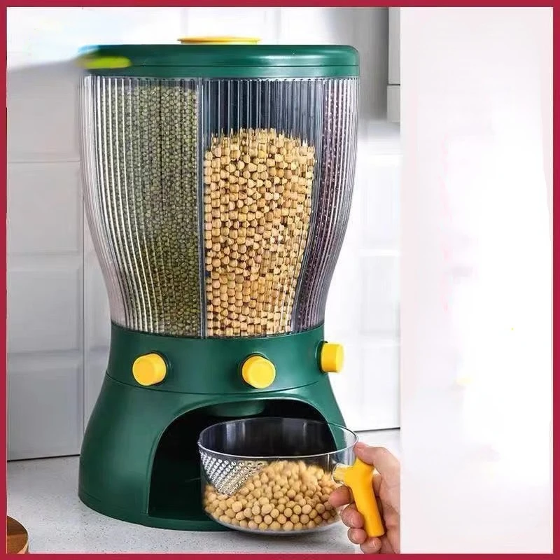 

Rotating Sorting Rice Bucket Dustproof Moisture-proof Storage Box Plastic Metering Kitchen Cereal Dispenser Storage Containers