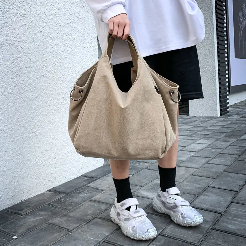 Canvas Women Bag Large Capacity Women Shoulder Bag Shoppers Handbag Vintage Fashion Versatile Multi Compartment Bag For Women