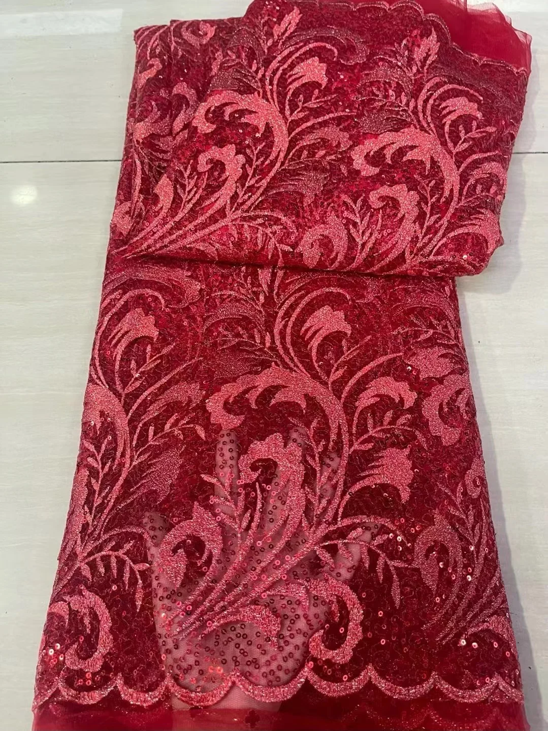 

5 Yards Nigerian French Mesh Tulle Lace Fabric 2022 High Quality Lace With Sequins African Lace Fabric For Wedding Party Dress