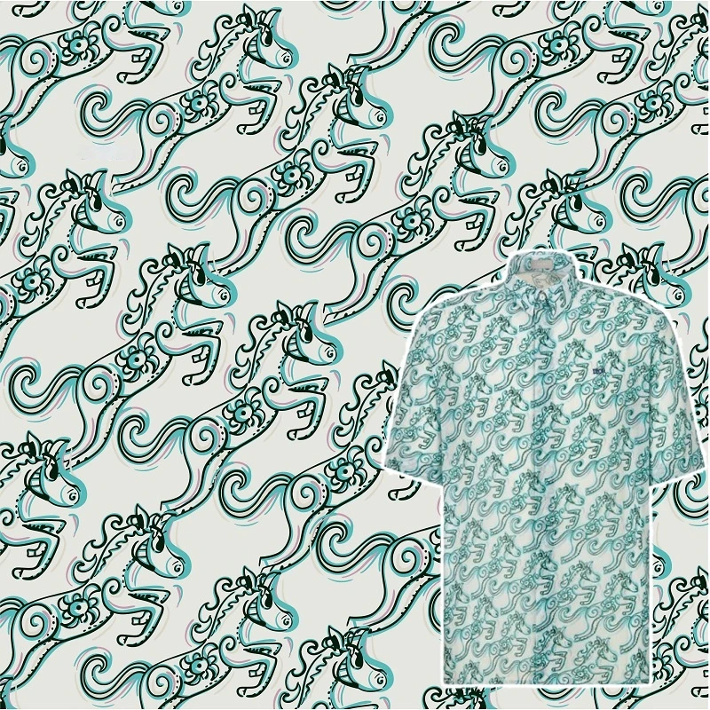 

Cartoon animal pattern horse imitation silk stretch satin shirt fabric polyester fashion dress high quality clothing home fabric