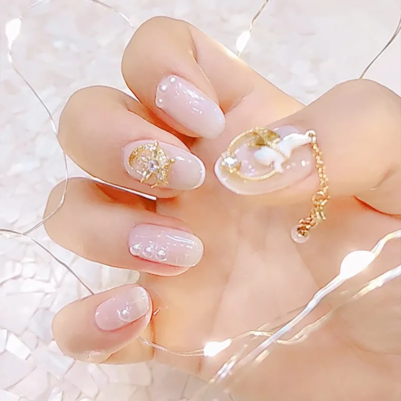 50 шт. Роскошные циркониевые круглые металлические аксессуары для дизайна ногтей