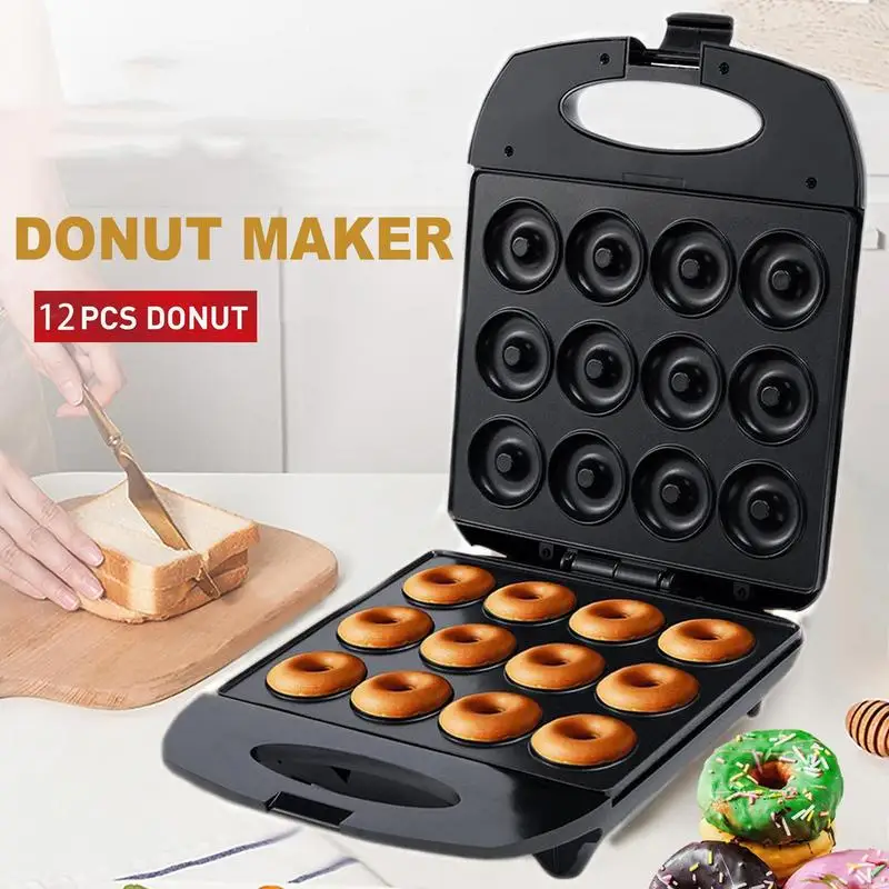

Mini Donut Machine Electric Maker Nonstick Small Donut 12 Holes Kid-Friendly Breakfast Snacks Desserts Doughnut Baker Machine