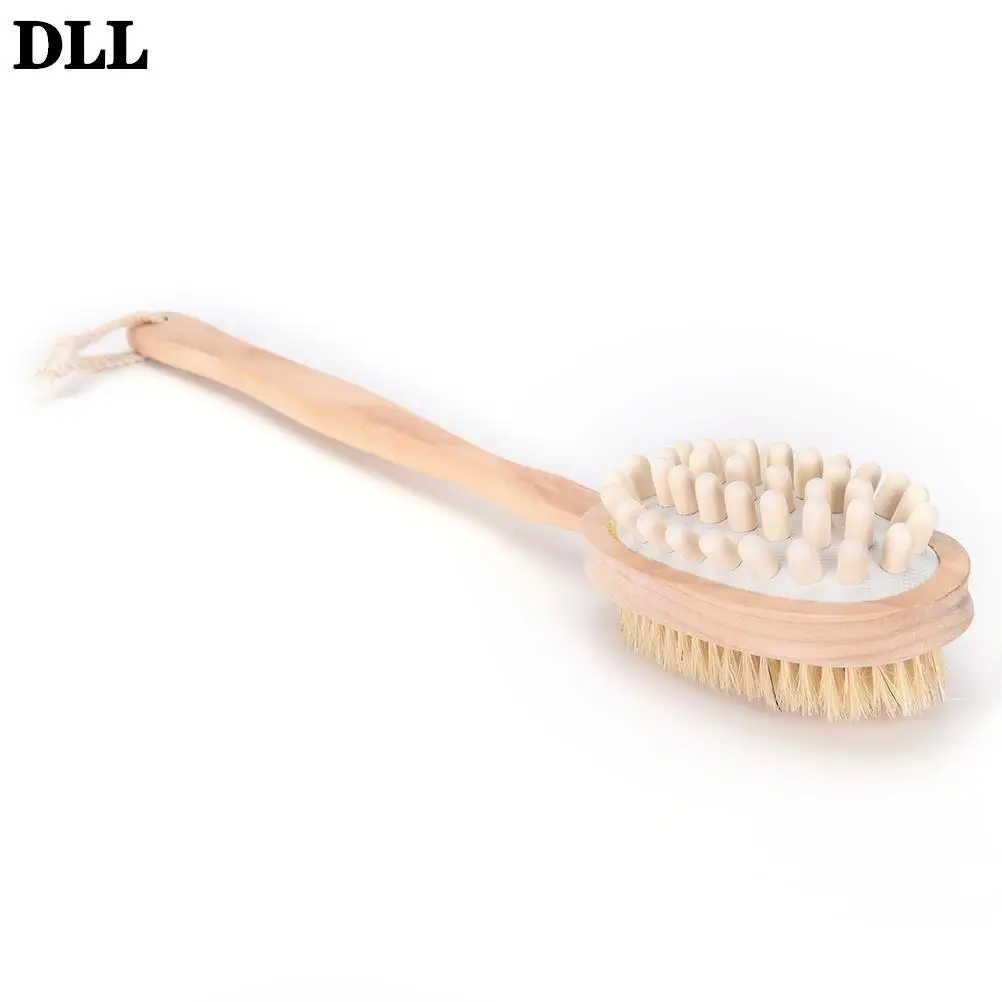 Щетка массажная 2 в 1 35 см Легкая очистка спины натуральная щетинка скребок