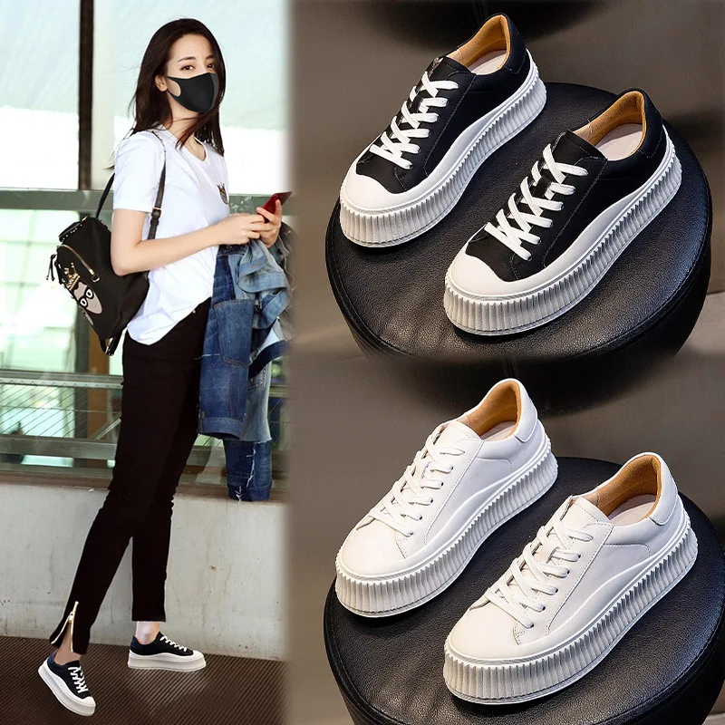 Small white shoes Women's shoes Spring and Autumn 2022 New Versatile Women's casual biscuit shoes High soled single shoes Women