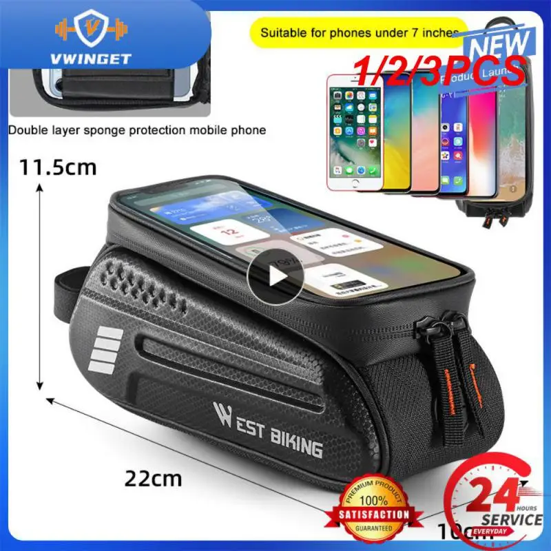 

1/2/3PCS Inch Bag Front Mpbile Rainproof Bike Bag Front Cell Phone Holder Touchscreen Top Tube Handlebar Bag