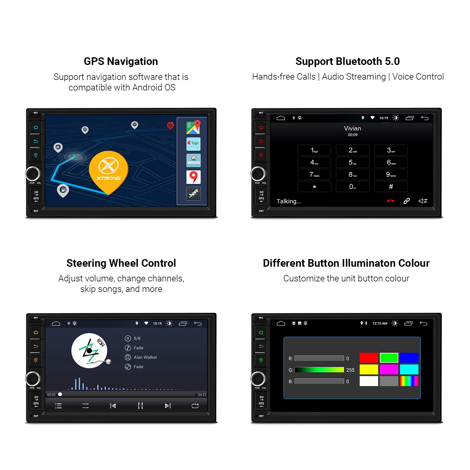 XTRONS 7-дюймовый Android 12 Универсальный 2 Din автомобильный DVD Радио стерео плеер