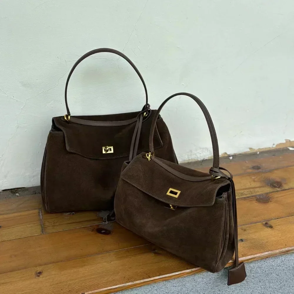 Замшевая женская сумка Motingsome с золотой пряжкой