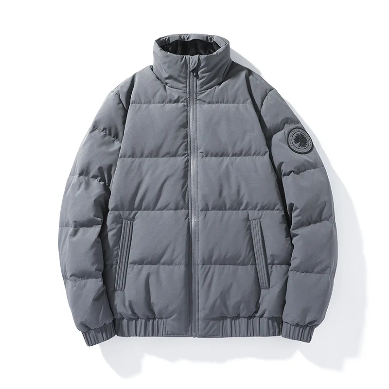 2022 Winter New Large Size Down Jacket Men's Solid Color Stand Collar Coat 80% Velvet White Eiderdown Warm Casual Men's Fashion