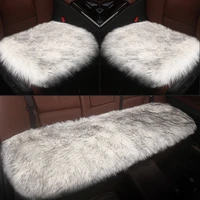 3pcs car seat cushions universal artificial plush wool front rear seats cover luxury long faux winter warm cushion auto interior