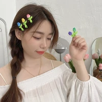 elegant temperament sweet candy color cute flower small tulip bangs clip korean style hair clip headwear girls hairpin