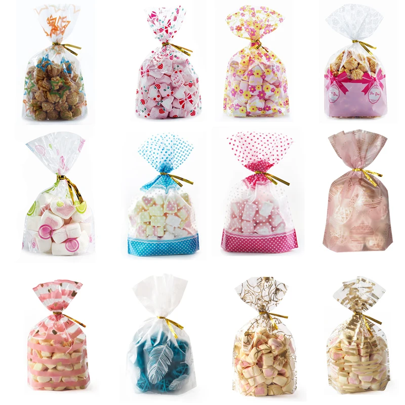 12 Style 20*28cm Large Gift Packaging Bag Colorful Plastic Bag Biscuits Cookies Candy Bag For Christmas Birthday Party