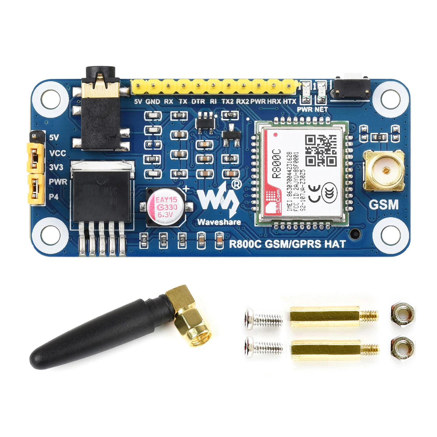 

2G GSM GPRS Expansion Board Breakout Shield HAT Kit for RPI Raspberry Pi Zero 2 W WH 2W 3 Model B 3B Plus 4 4B Accessories