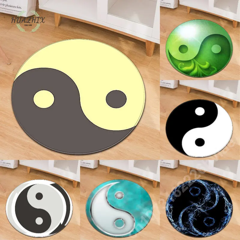

Tai Chi Yin Yang Round Carpet Flower of Life Gym Mat Circle Rug Indian Buddha Meditation Rugs Non-Slip Home Chair Decor Doormat