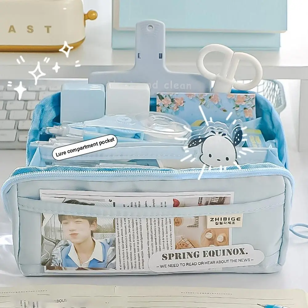 

10-Layer Transparent Solid Color Pencil Case Large Capacity Pencil Pouch School Supplies Pen Case Trousse Stationery Pencilcase