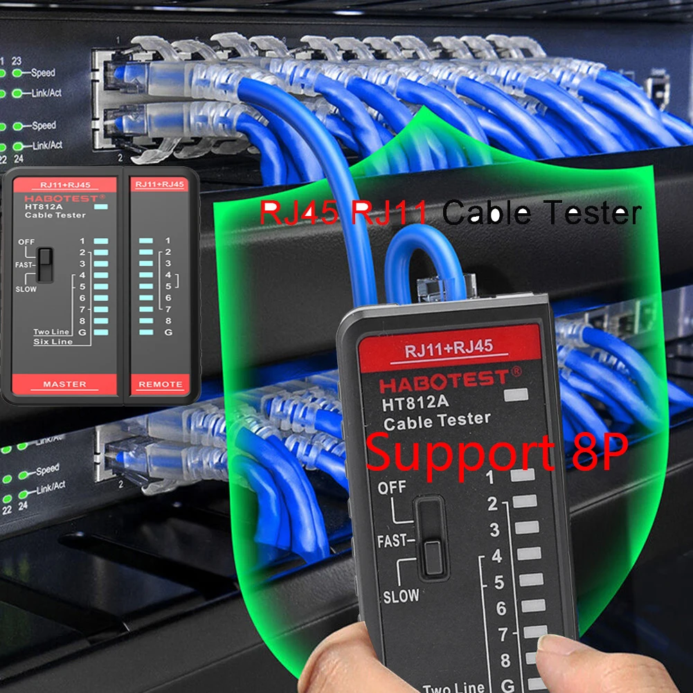 

RJ45 RJ11 Network Cable Tester HT812A LAN Network Cable Tester with LED Display LAN Cable Networking Wire Telephone Line Detect