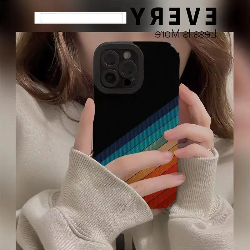 

Simple rainbow Cover for iPhone 14 13 12 Mini 11 Pro X XR XS Max 8 7 6S 6 Plus SE 2020 striped phone case