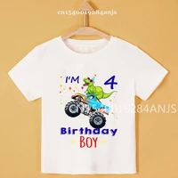 funny boys girls t shirts dinosaur cars 1st to 10th birthday graphic print kids birthday party clothing fashion casual t shirt