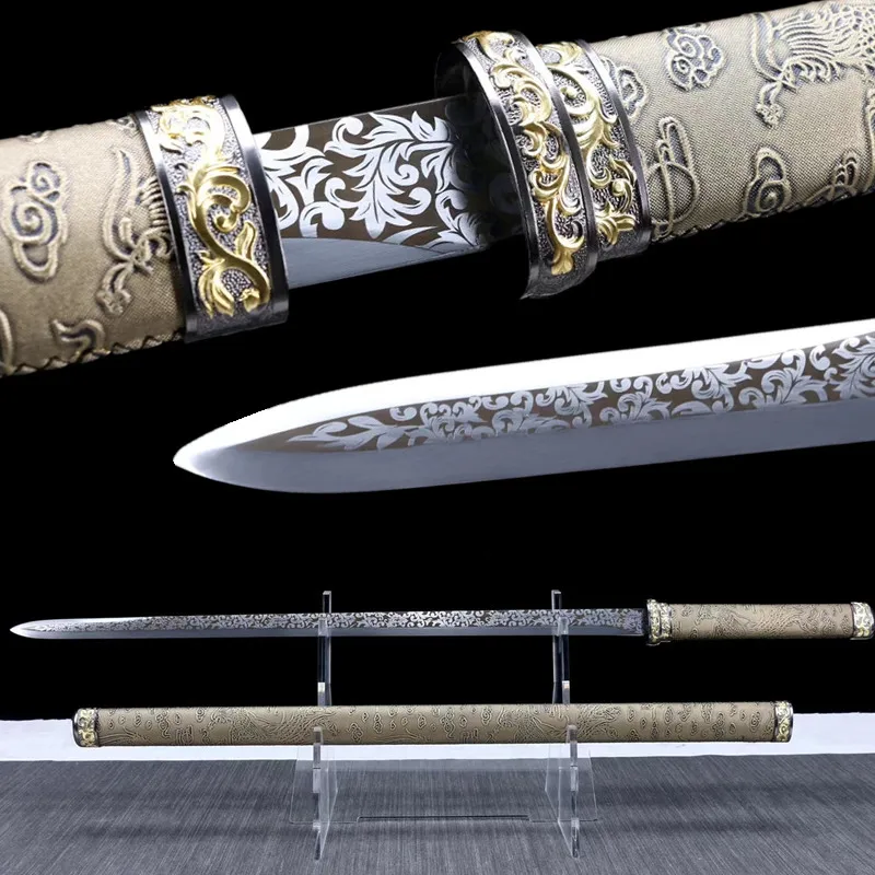 

Vintage Traditional Chinese Sword Real Hand Forged Manganese Steel Full Tang Sword Battle Ready Sword Espada Chinesa Phoenix